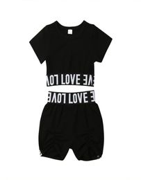 17Y New Children Clothing Baby Girls Short Sleeve Crop TopsShorts 2Pcs Outfits Kids Letter Printed Summer Clothes Set4372860