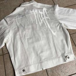 Designer brand men's autumn jacket denim, pure white embroidery and high-quality loose denim jacket