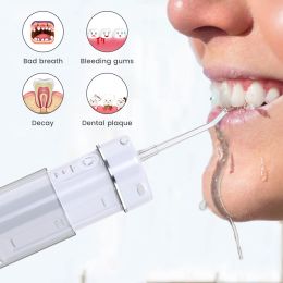 Irrigators Water Dental Flosser Cordless Portable Oral Irrigator Rechargeable Collapsible Mini Irrigation Cleaner with Case, 4 Modes,IPX7
