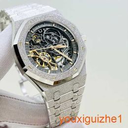 AP Timeless Wrist Watch Male Royal Oak Series 15407BC Platinum Frost Gold Hollow out Leisure Business Sports Double Pendulum Mechanical Watch