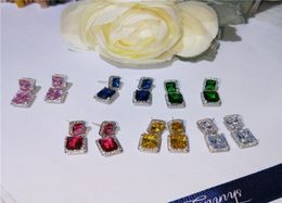 choucong 6 colors Drop earring Princess cut 5A zircon cz 925 Sterling silver Wedding Dangle Earrings for women Party jewelry1081864