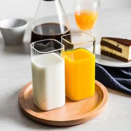 Tumblers Transparent Borosilicate Glass Cup Rectangle Single Layer Insulated Tea Juice Lead-free Milk Mug Office Water