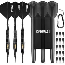 Darts CyeeLife Brass Soft Tip Darts 18g With Carry Case and Extra Plastic Points & Flights,Professional Electronic Dart set