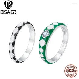Cluster Rings BISAER 925 Sterling Silver Geometry Lattice Ring For Women Plated Platinum Classic Band Party Original Fine Jewellery ECR942