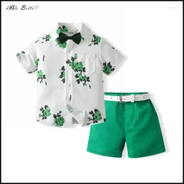 Clothing Sets Biobella Kids Summer Suit Rose Flower Short Sleeve Show Perform Party Birthday Baby Boy Outfits TShirt Tie