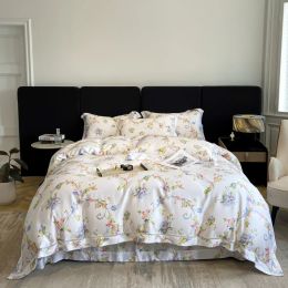 Pillow 1000TC Digital Printing Bedding Set Natural Wood Pulp Fiber Soft Smooth Flowers Quilt Cover Flat/Fitted Bed Sheet Pillow Sham