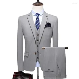 Men's Suits Suit Coat Vest Pants 3 Pcs Set Men Fashion Solid Colour Business Professional Wear Dress Blazer Jacket Trousers Waistcoat
