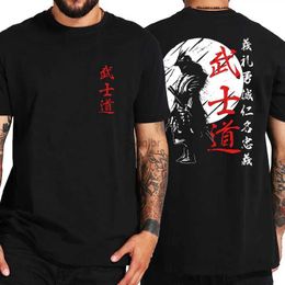 Men's T-Shirts Japan Samurai Spirit T Shirts For Men Japanese Style Back Print Loose Oversized Men Clothing Tops T-shirt Bushido Male Gifts TeeL2425