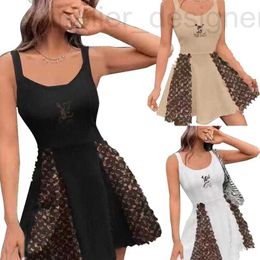 기본 캐주얼 드레스 디자이너 Y71363 여자 야외 여름 섹시한 낮은 컷 면화 큰 구덩이 자수 스 플라이 싱 드레스 블로그