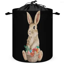 Storage Bags Watercolor Easter And Eggs Cotton Drawstring Box Laundry Basket Dust Proof Of Socks Lifting Hand Convenie