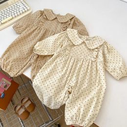 One-Pieces Autumn Spring Infant Baby Girls Jumpsuit Long Sleeved Cotton Dot Printing Toddler Baby Girl Romper 024M Children Clothes