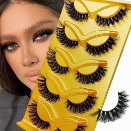 False Eyelashes 5 pairs of fake eyelashes Wispy End Eye Elongated thick artificial mink fur fluffy short natural fake eyelashes Q240425