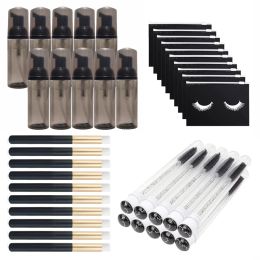 Bottles 40Pcs 60ml Empty Black Foam Bottle Eyelash Shampoo Brush Diamond Eyelash Brush Soap Pump Dispenser Eyelash Wand EVA Storage Bag