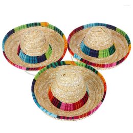 Dog Apparel Hawaii Style Mini Pet Dogs Straw Hat Sombrero Cat Sun Beach Party Hats For Funny Accessories