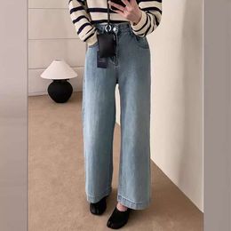 Pocket Embroidered Jeans Womens 2024 Summer New Casual cropped pants