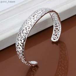 Chain 925 Sterling Silver open bangle bracelet for women lady girl cute Favourite gift retro charm exquisite circular fashion Jewellery