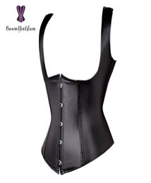 Shoulder Straps Slimming Waist Shapewear Posture Corrector Steel Boned Corset Underbust Women Body Shaper Leather Vest 8045130716