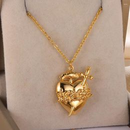 Pendant Necklaces Romantic Heart Necklace French Opal Love Clavicle Chain Korean Simple Female Arrow Gold Color For Women Jewelry Gift