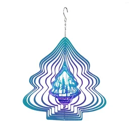 Decorative Figurines Colourful 3D Christmas Tree Rotating Wind Spinner Stainless Steel Hanging Chime Festival Party Decoration Garden