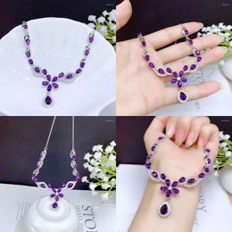 Chains 0.85Ct Natural Amethyst Necklace For Women Party Gifts5 7Mm Delicate Purple Crystal S Sier February Birthstone Original Quality