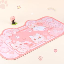 Mice Kawaii Large Gaming Mouse Pad Extra XXL Pink Sakura Cat Macbook Cute Mat Pad Keyboard Computer Laptop Gamer Desk Accessories