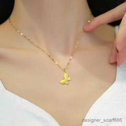 Pendant Necklaces Yellow CZ Crystal Butterfly Choker Zirconia Stainless Steel Jewellery Woman Necklace Wedding Gifts For Women Fashion jewellery