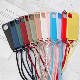 Cell Phone Cases Strap Cord Chain Necklace Lanyard Mobile Phone Case For iPhone 14 13 12 11 Pro XS MAX 6 7 8plus XR X SE Hands Free Rope Cover 240423