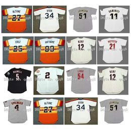 Kob Vintage Houston Jerseys 34 NOLAN RYAN 11 KEN CAMINITI 25 JOSE CRUZ 51 RANDY JOHNSON 5 JEFF BAGWELL 27 JOSE ALTUVE 7 CRAIG BIGGIO 2 ALEX