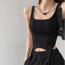 Women's Tanks Vest Sort Tops Fashion Fishbone Thread Safari Style Square Neck Bottomed Shirt Sexy Irregular Hook Sleeveless For Women