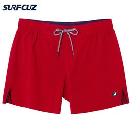 SURFCUZ Mens Quick Dry Solid 4 Way Stretch Swim Trunks with Mesh Lining Swimwear Bathing Suits Summer Swimming Shorts for Men 240409