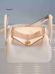 Luxury Bag Lind L Handmade Mini Lind Mini Bag Handheld Crossbody Bag Cream White Leather Leather