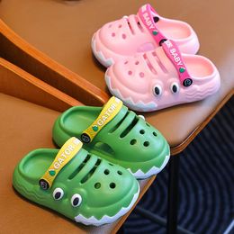 Summer Aged 17 Children Slippers Cute Cartoon Dinosaur Sandals For Boys Girl Flip Flops NonSlip Toddler Home Kids Garden Shoes 240410