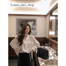 Loeweee Shirt Loewew Lowew Top Loose Blouses Long Shirts Anagram Silk and Satin Classic Summer New Paris Casual Long Sleeve Tops Femme Pocket Letter Embroidery 611