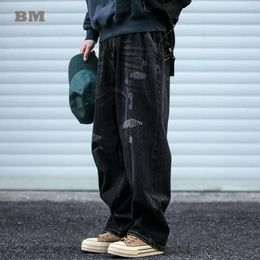 Men's Jeans High Quality Distressed Cargo For Men Harajuku Casual Baggy Streetwear Denim Skateboard Pants Korean Trendy Trousers
