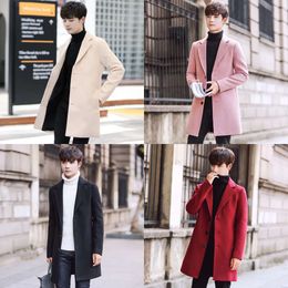 Korean Jacket Winter Slim Fit Autumn Outwear Plus Size 5XL Woollen Long Coat Men Trench Coats 201114 s