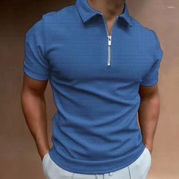 Men's Polos Tops Muscles Male With Collar Tee Blue Mens T-shirt No Logo Polo Shirts Plain Gym Zipper Skinny Summer Xl Clothing 2024