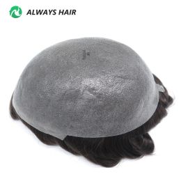 Toupees Toupees Alwayshair Thinskin Thin Skin Male Natural Hairline India Human Hair System for Men 115% Hair Density Hair Unit