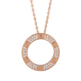 Original designer Carter Full Diamond Pancake Circle Necklace for Womens Fashion and Personality Small Unique Design with Sky Stars High Sense Gold Lock Bone Chain