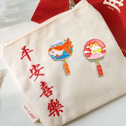 Brooches Trendy Chinese Style Fortune Good Luck Health Blessing Metal Emblem Bag Lapel Pins Decoration Jewellery For Kids Year Gifts