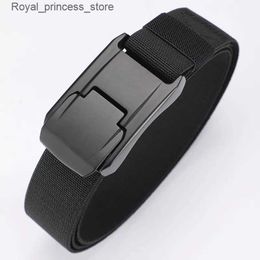 Belts New mens and womens elastic band hard alloy quick release buckle sturdy true nylon neutral elastic band covering work straps Q240425