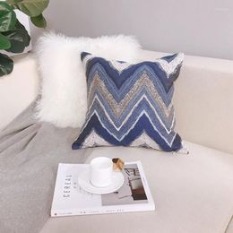 Pillow Back Light Luxury Blue Solid Color Throw Pillows Nordic Sofa Living Room Modern American Style Square Lumbar Wave