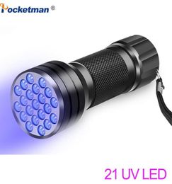 UV Flashlight 21LED 12LED Light 395400nm LED Flashlights linterna Torch Ultraviolet Black Light lamp3290231