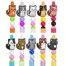 girl pet animals charms only pvc charms Plastic Beaded Pens Decorative For DIY Blank Round Beads Beadable Designs Add A White Bling Spacer With Refill Ink Ballpoint