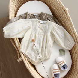 One-Pieces Baby Girl Clothes Ivory Lace Summer Organic Cotton Ruffle Baby Girl Romper Playsuit Newborn Baby Girl Onepieces FloralJumpsuits