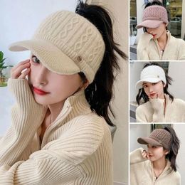 Ball Caps 1PC Fashion Autumn Winter Warm Women Girls Soft Knitted Hat Female Empty Top Baseball Cap Casual Outdoor Windproof Bonnet