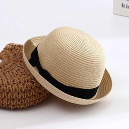 Wide Brim Hats Bucket Hats 2023 New Summer Bow Str Hat Cheap Womens UV Protection Beach Sun Bucket Hat Womens Fedoras Sombreros De Mujer J240425