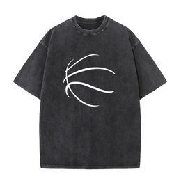 Fashion Washed T Shirt Basketball Printed Casual T-shirts Cool Loose Personality Plus Size Round Neck Bleach t shirt men 240425