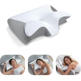 Pillow 1pc Memory Foam Cervical Pillow, 2 in 1 Ergonomic Contour Orthopaedic Pillow for Neck Pain, Contoured Support Pillows,Neck Pillow