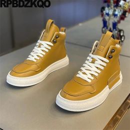 Casual Shoes Flats Booties High Top Hip Hop Skate Round Toe Athletic Men Lace Up Trainers Street Style Rubber Sole Sport Sneakers Boots