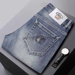 Designer Jeans for Mens Autumn winter new jeans, men's embroidery high-end quality cattle slim fit small feet elastic men's wear long pants Medusa Fashion pants